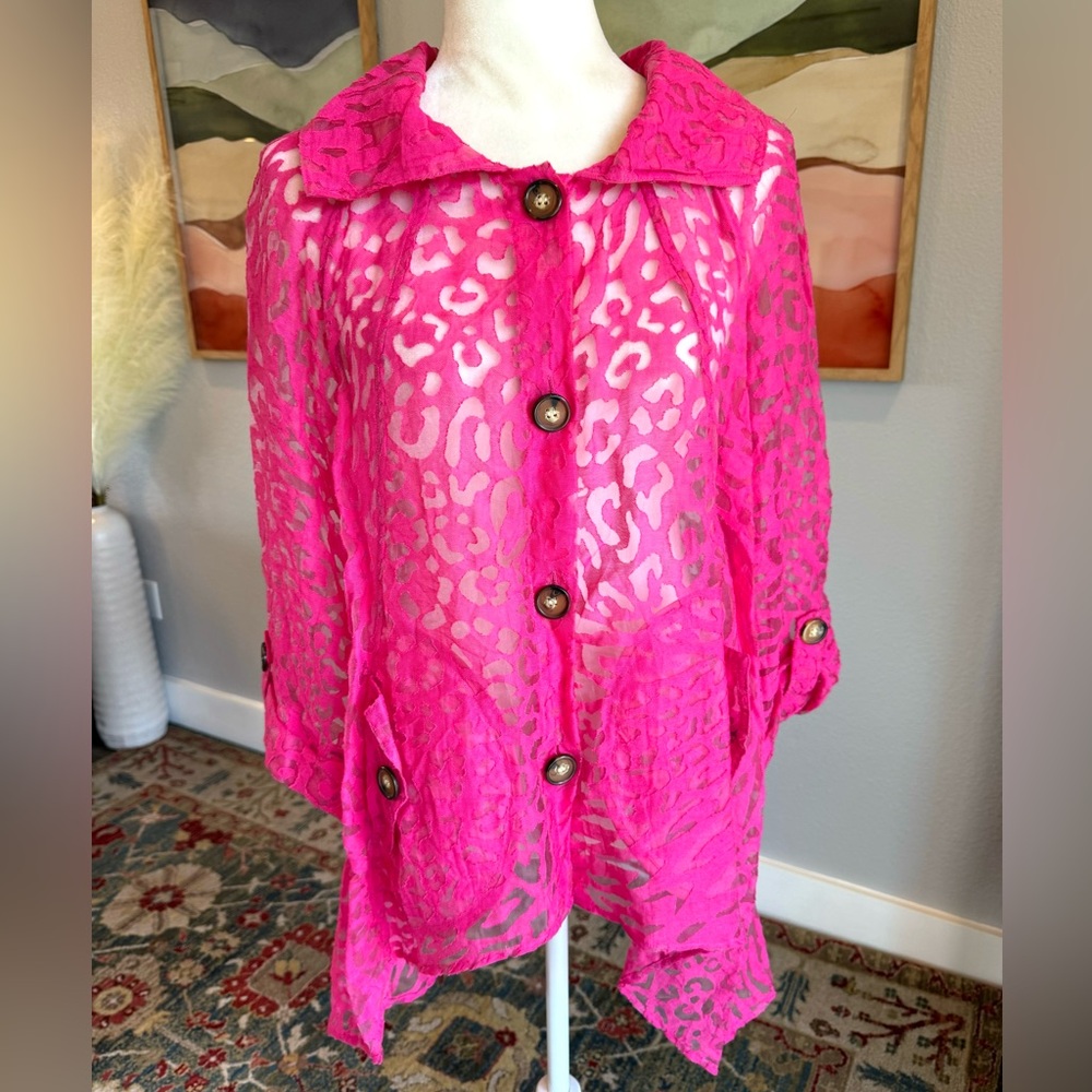 Katherine New York Burnout Hot Pink Topper Jacket